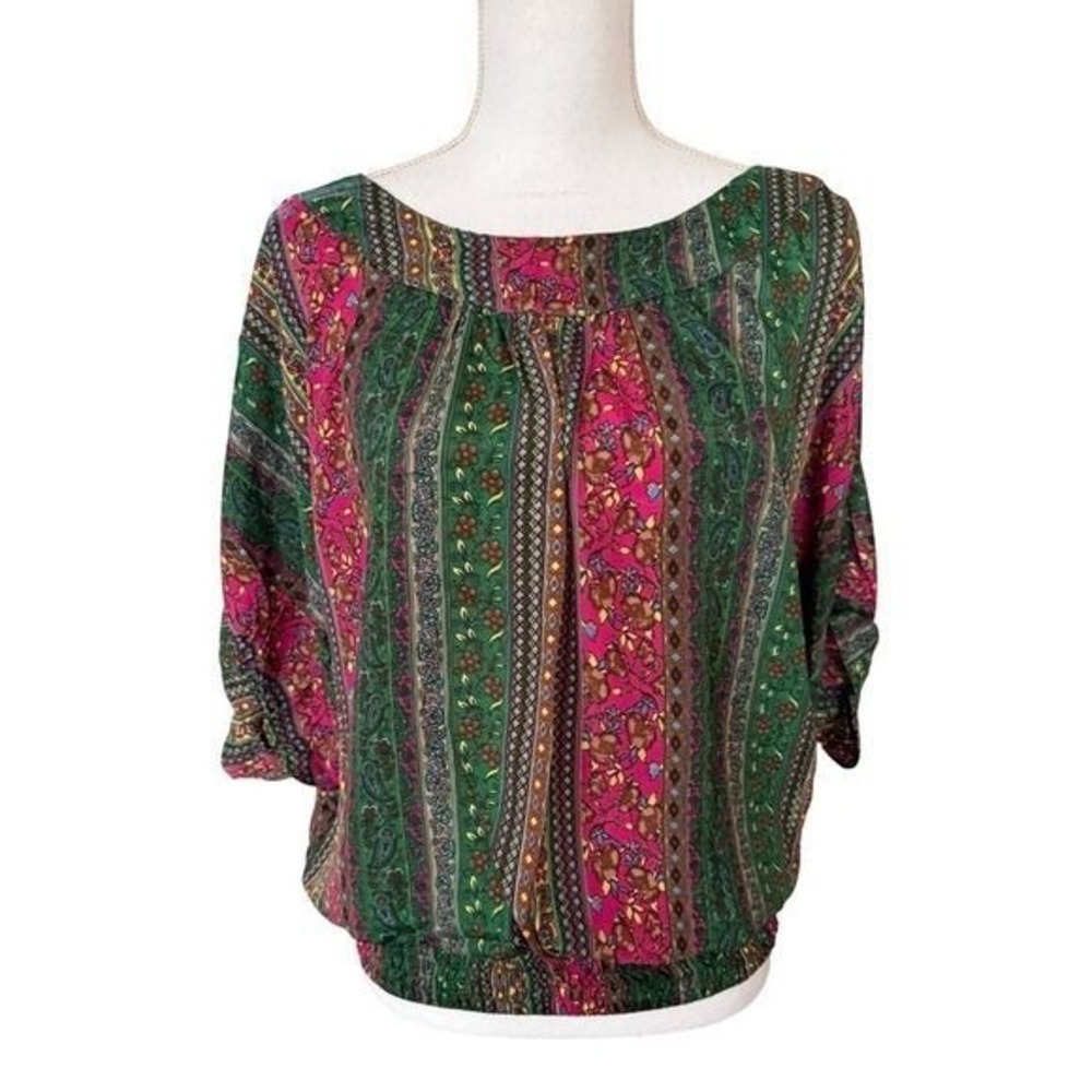 Karma‎ Highway Women Multi-Color Paisley Floral Boho Top Women One Size